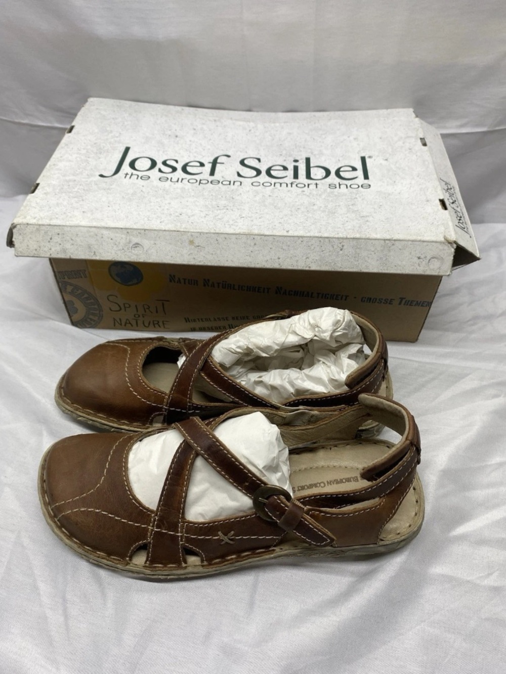Josef Seibel Kids Brown Leather Mary Jane Sandals
